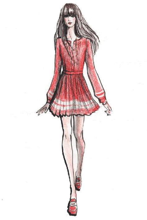 Fashion Drawings GIF-elbise